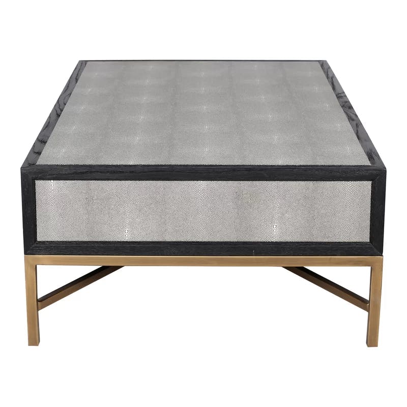 Trent Mako Art Deco Blackened Oak Coffee Table with Brass Accents