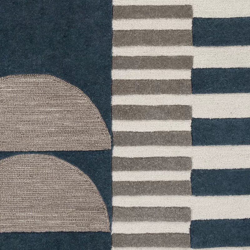 Modern Abstract Tufted Wool Blue & Taupe 8' x 10' Area Rug