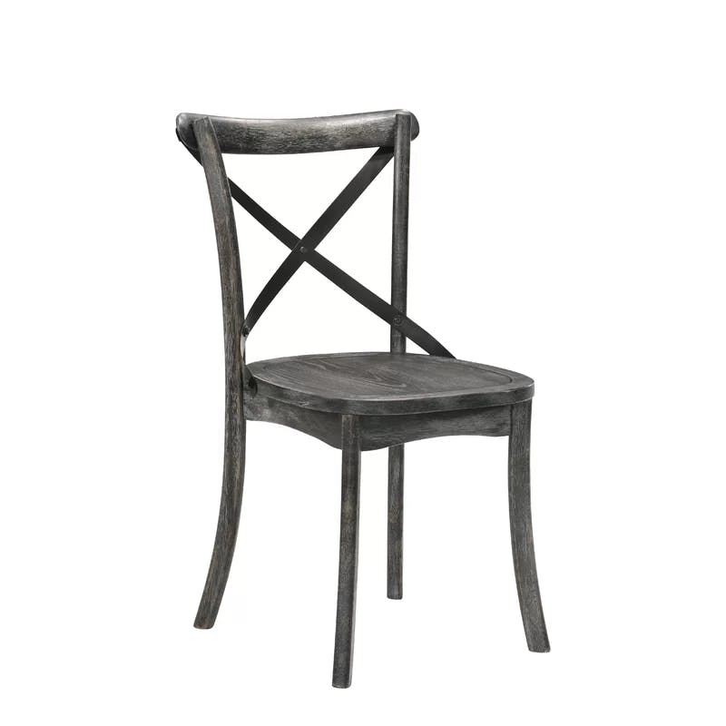 Rustic Gray High-Back Cross-Back Wooden Side Chair