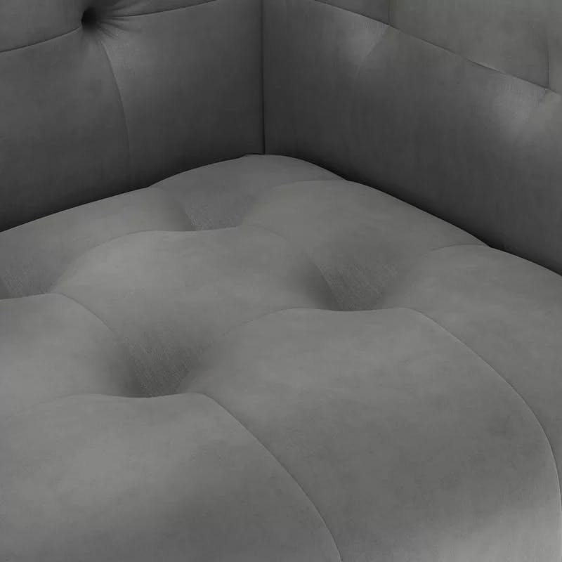 Platinum Velvet Tufted 82'' Tuxedo Sofa with Wood Frame