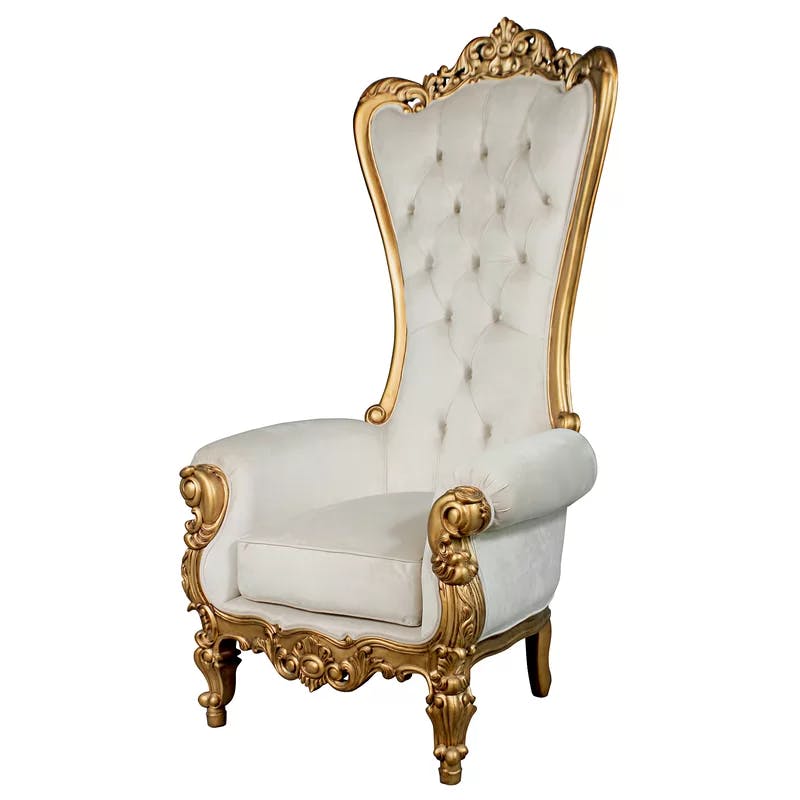 Regal Baroque Velvet and Mahogany Handcrafted Accent Chair