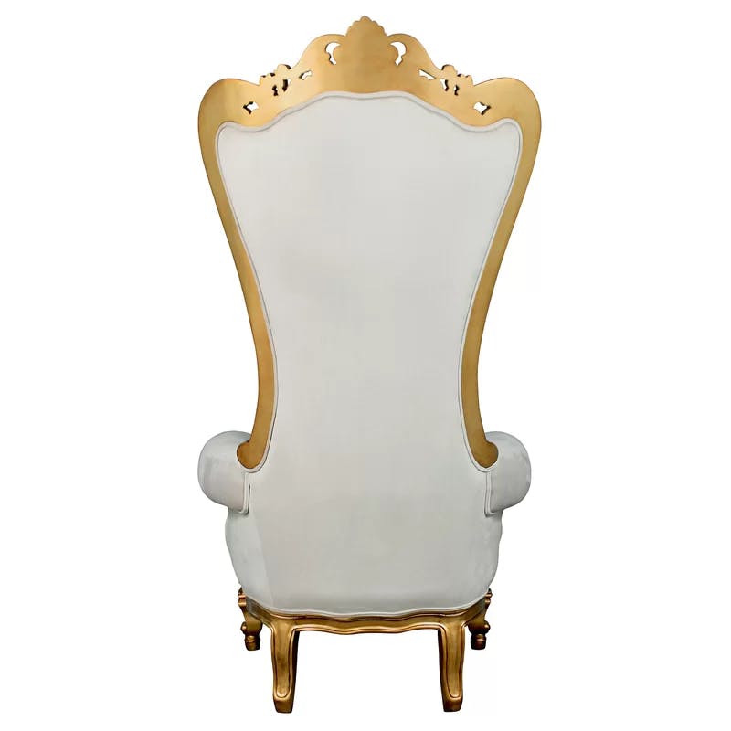 Regal Baroque Velvet and Mahogany Handcrafted Accent Chair