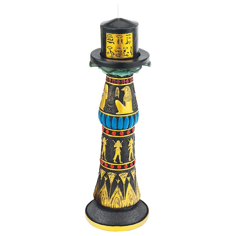 Luxor Temple Rameses 9'' Black and Gold Egyptian Candlestick
