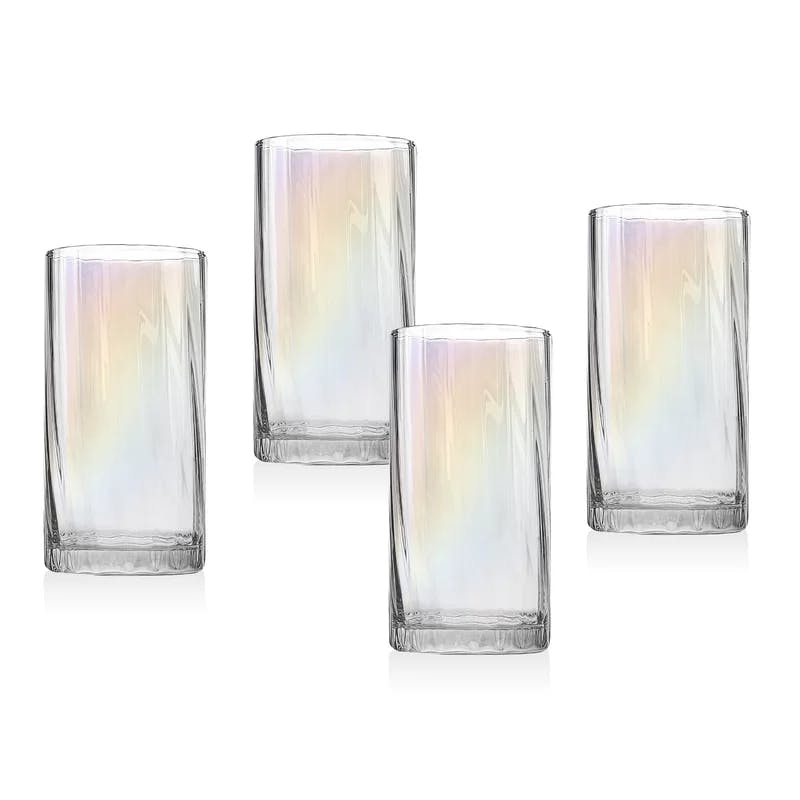Elegant Iridescent 12 oz Highball Glassware Set of 4