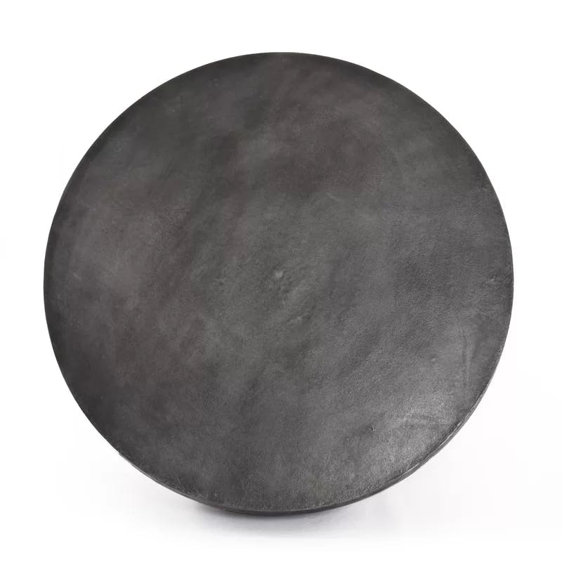 Contemporary Marlow Aged Grey Aluminum Round Coffee Table