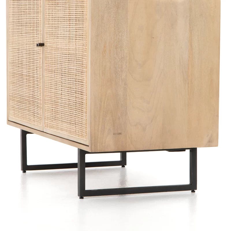 Carmel Natural Mango Wood and Iron 35" Accent Cabinet