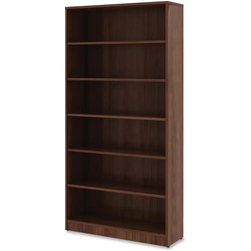 Contemporary Walnut Laminate Adjustable 6-Shelf Bookcase