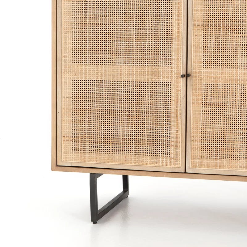 Carmel Natural Mango Wood and Iron 35" Accent Cabinet