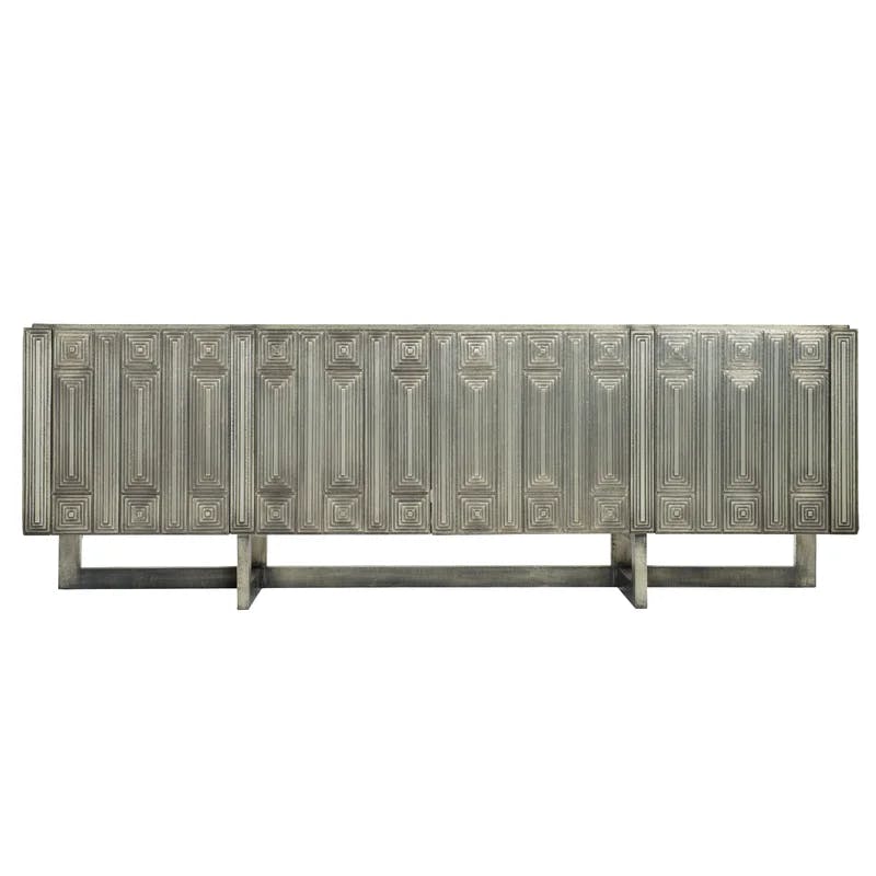 Mackintosh Transitional 94.5'' Beige and Silver Media Console with Cabinet