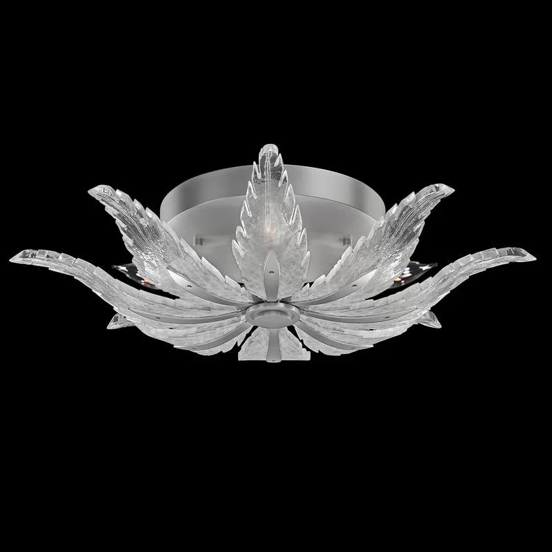 Plume Silver Leaf 28" Hand-Blown Glass 4-Light Flush Mount