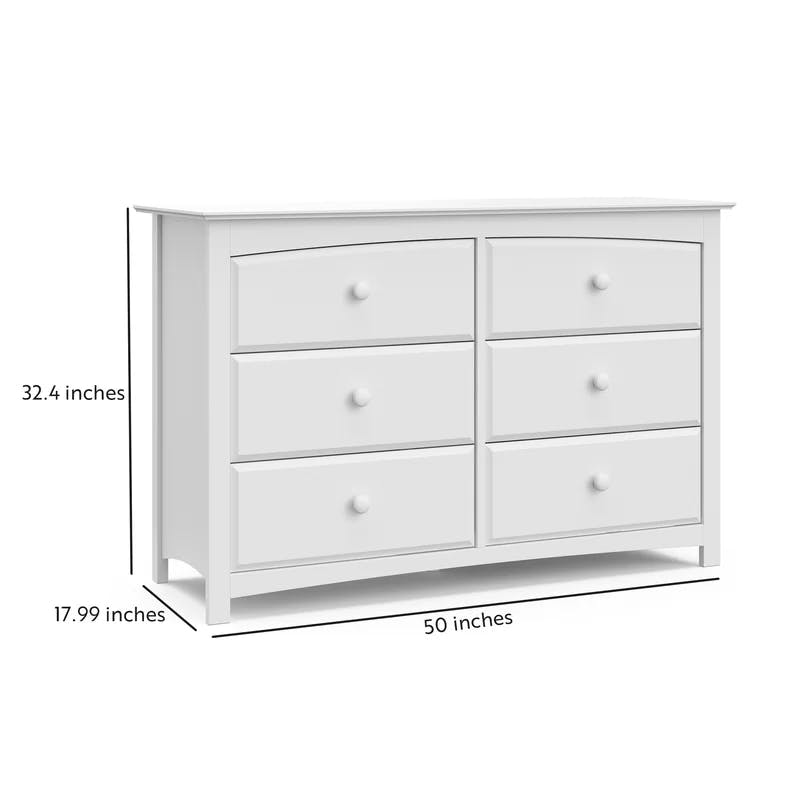 Kenton Classic White 6-Drawer Nursery Dresser with Safety Stops