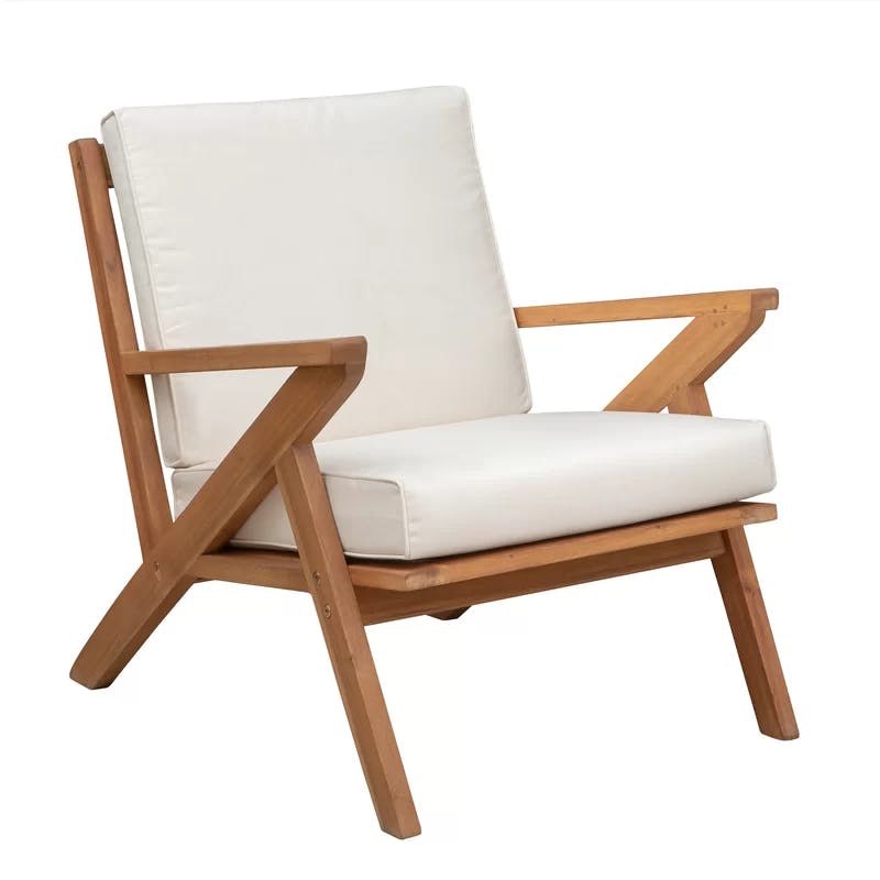 Oslo Midcentury-Modern Scandinavian Cream Cushioned Wooden Chair