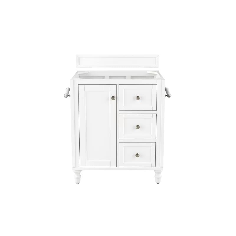 Bright White 34'' Solid Wood Freestanding Vanity with Porcelain Sink