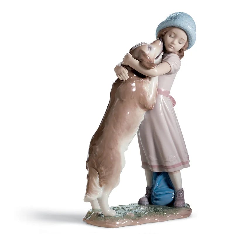 Charming Pastel Porcelain Dog Figurine, 10.5" Novelty Shape