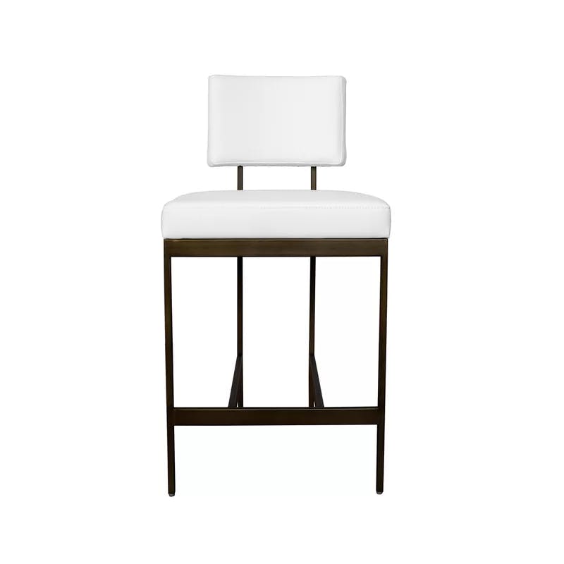 Baylor 26'' Contemporary White Velvet Counter Stool with Bronze Metal Base