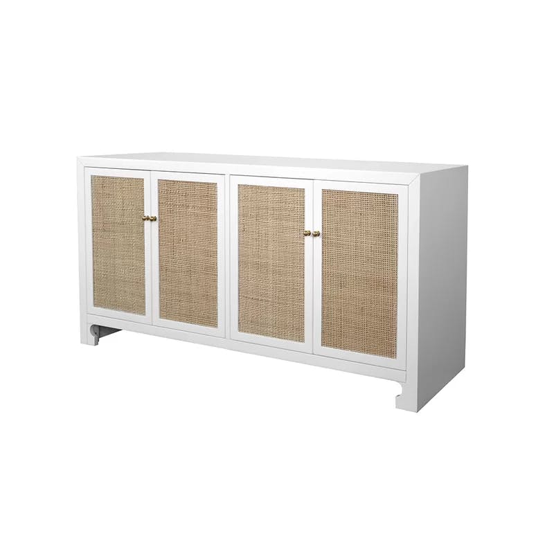 Sofia 58'' Contemporary White Lacquer Media Cabinet with Adjustable Shelving