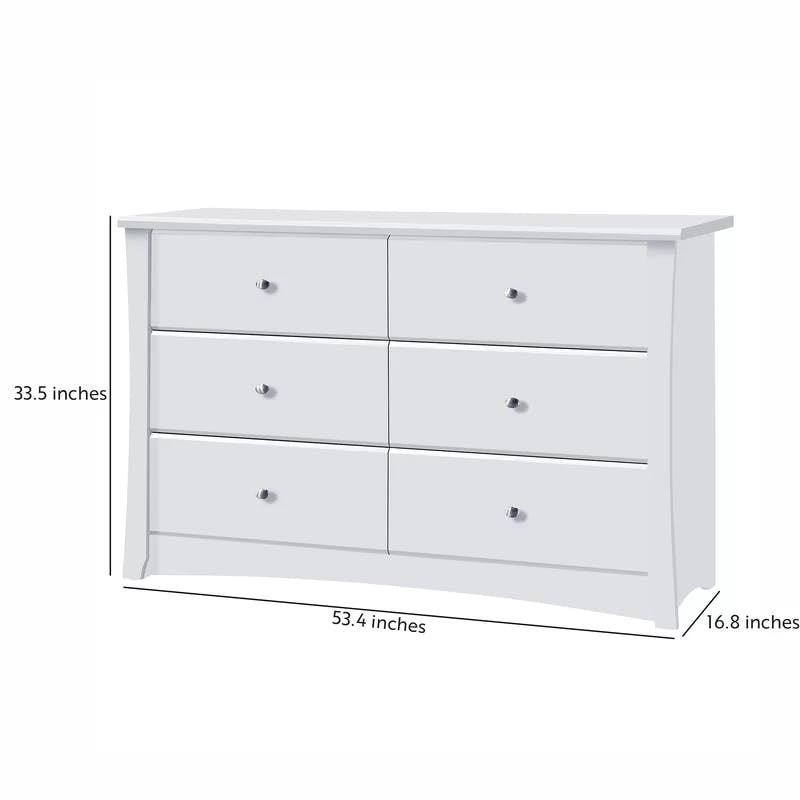 Crescent 6-Drawer White Engineered Wood Nursery Dresser