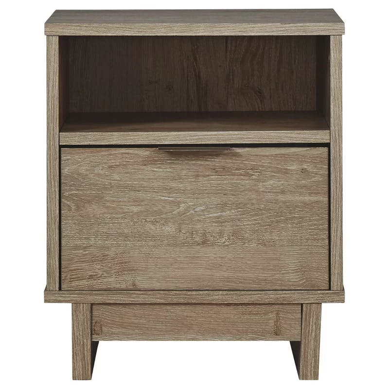 Altie Transitional Brown 1-Drawer Nightstand with Open Cubby