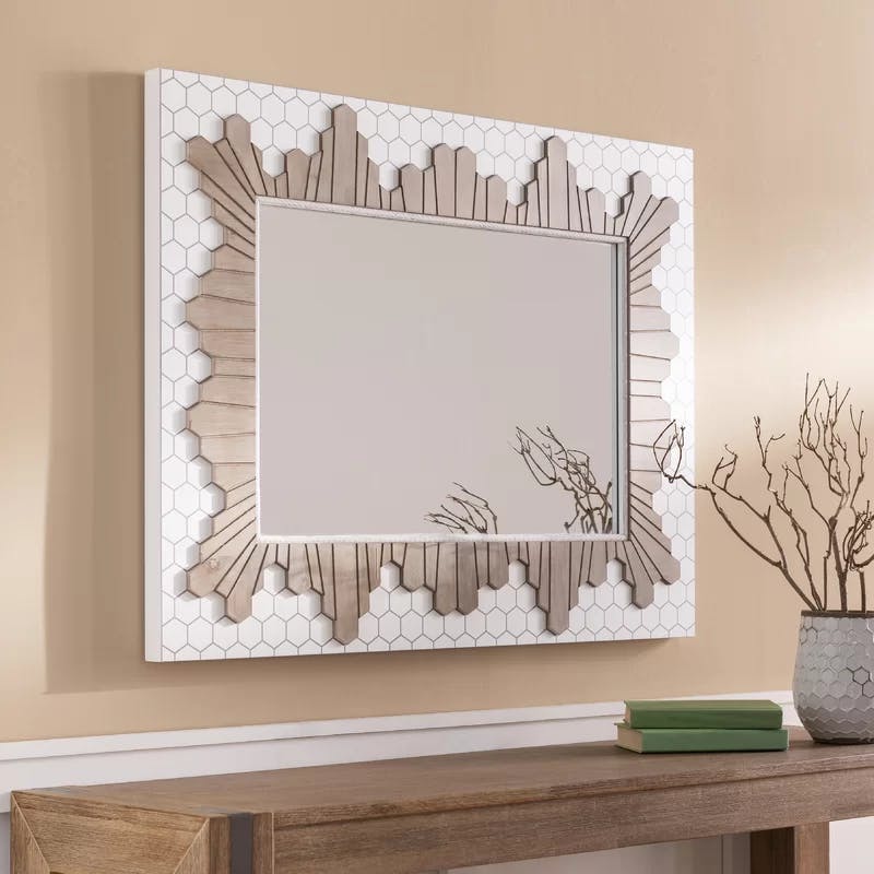Gertha Full-Length Rectangular Wood Mirror with Silver Accents