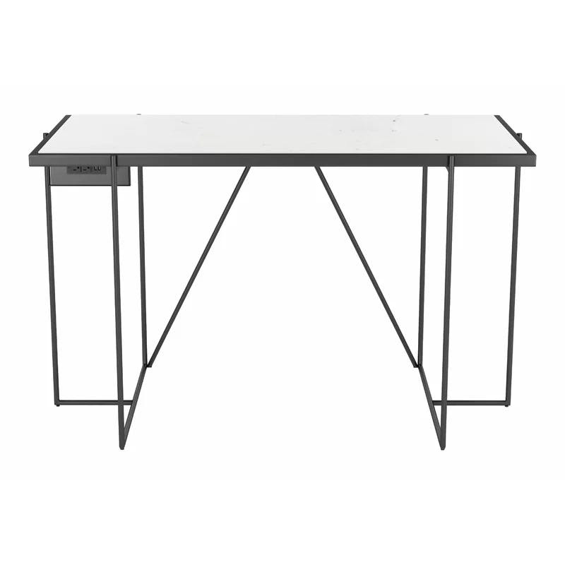 Winslett 49" Contemporary Home Office Desk with Power Outlets - Black & White
