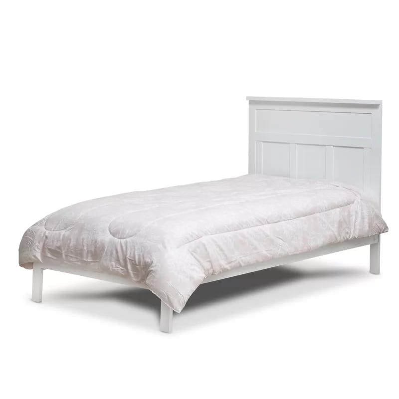Classic White Twin Platform Bed with Solid Wood Frame