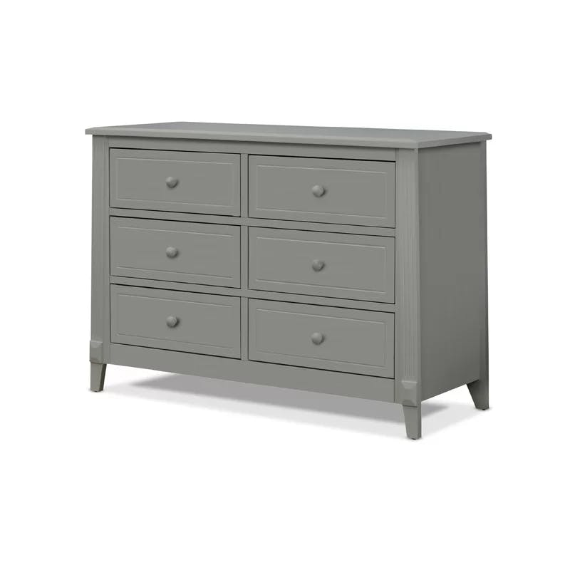 Weathered Gray Double Dresser with Dovetail Drawers for Nursery