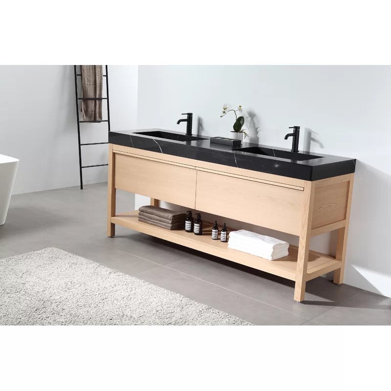 Ariane Whitewash Oak 72'' Double Freestanding Bathroom Vanity