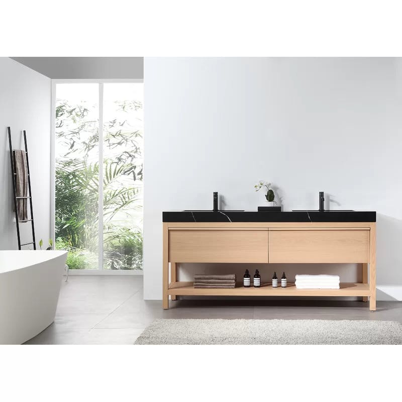 Ariane Whitewash Oak 72'' Double Freestanding Bathroom Vanity