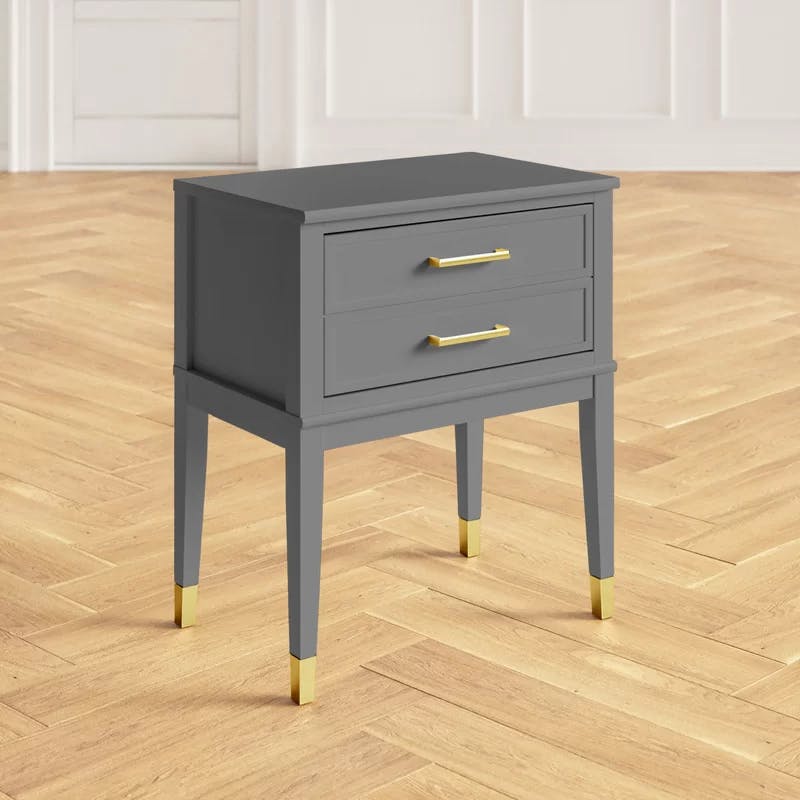 Cosmopolitan Westerleigh Graphite Gray Square End Table with Gold Accents