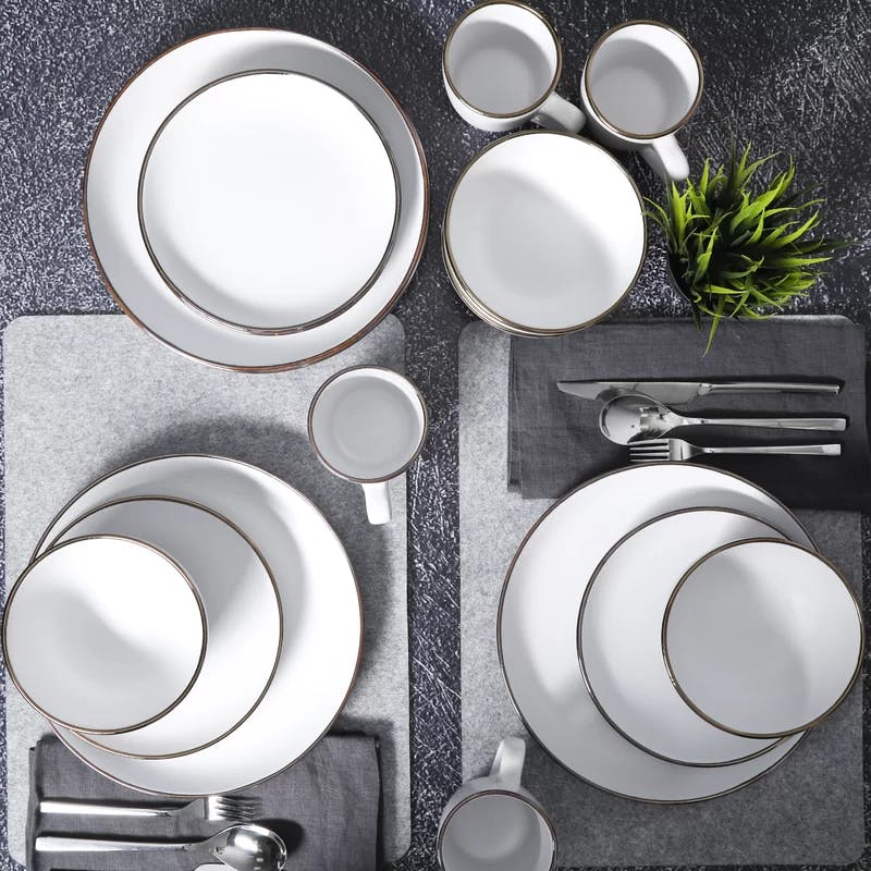 Rockaway Matte White Ceramic Dinnerware Set, Service for 4