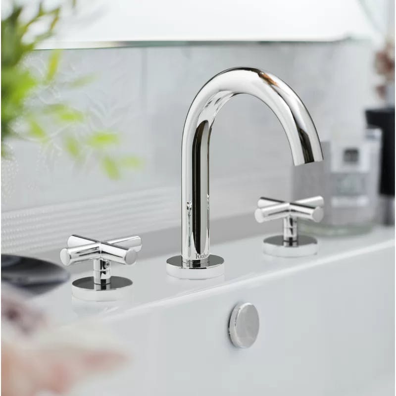 Riu 7" Chrome Gooseneck Widespread Bathroom Faucet with Cross Handles