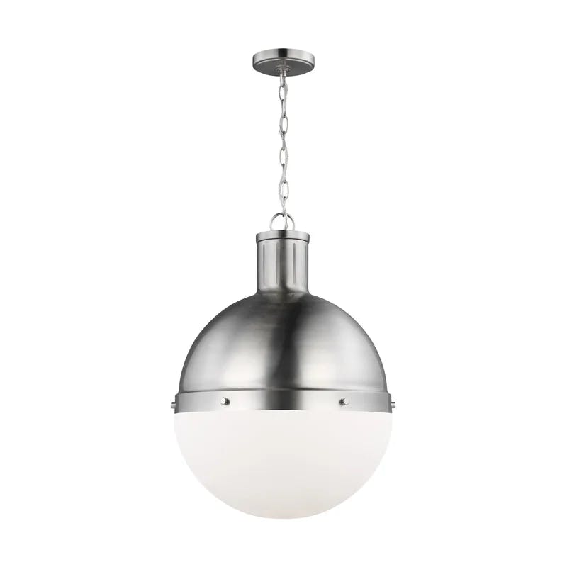 Geoffrey Brushed Nickel 1-Light Globe Pendant with Smooth White Glass