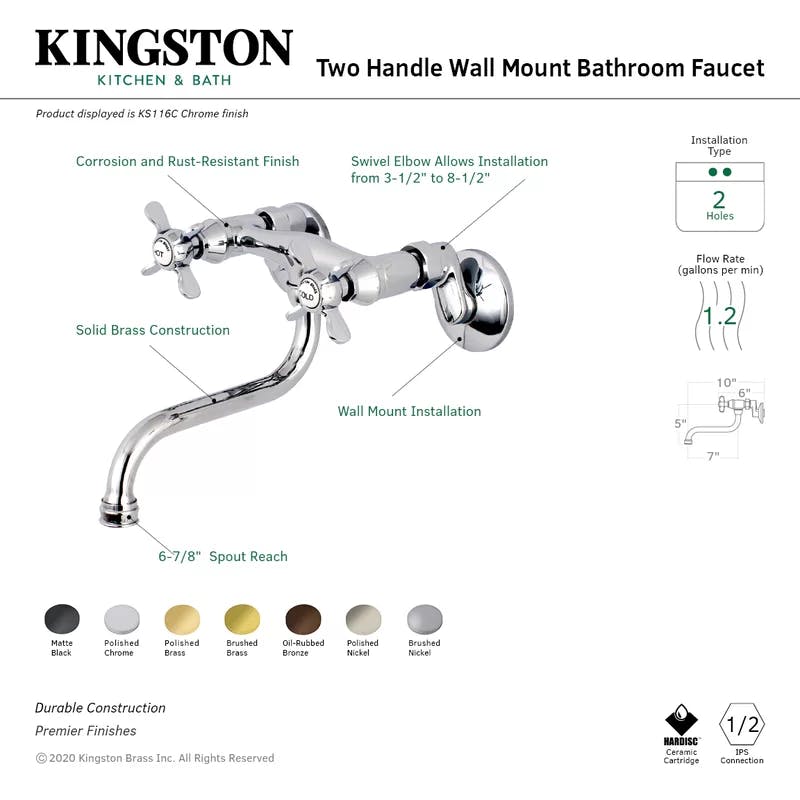 Essex Victorian-Inspired Brushed Brass Wall Mounted Bathroom Faucet