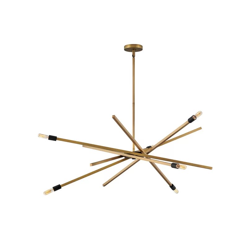 Mini Heritage Brass Sputnik 6-Light Chandelier with Black Accents
