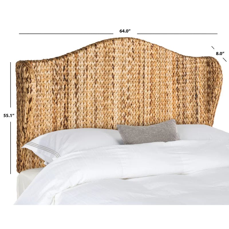 Transitional Nadine Winged Queen Headboard in Natural Wicker