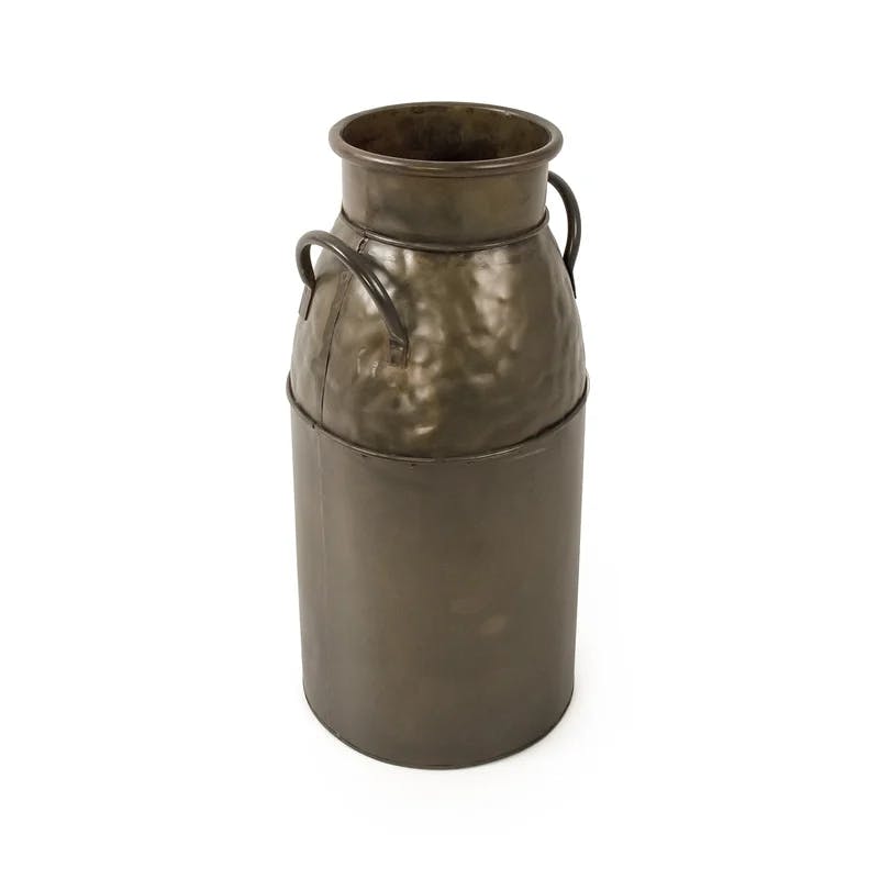 Distressed Bronze Iron Milk Jug Vase 15" H x 7.5" W