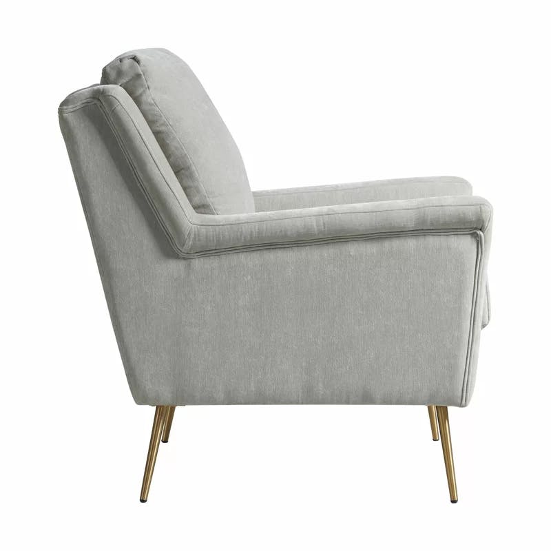 Mid-Century Modern Gray Wood Accent Chair with Gold Legs