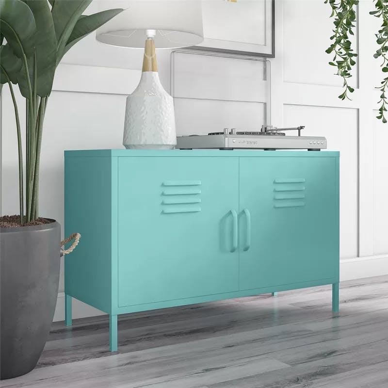 Spearmint 44'' Metal Locker Accent Cabinet with Adjustable Shelving