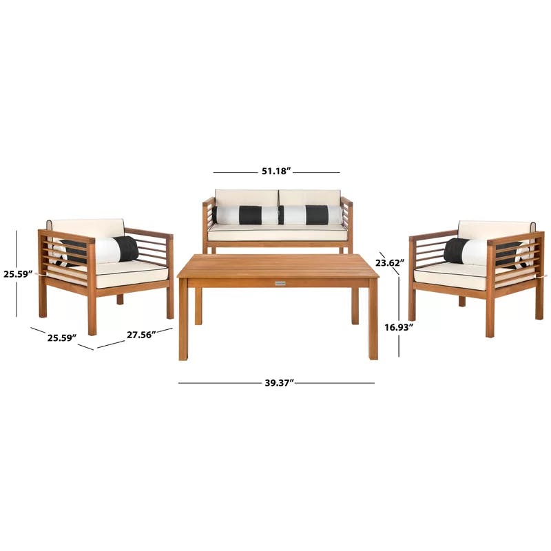 Barcelona Coastal Chic 4-Person Black & White Outdoor Seating Set