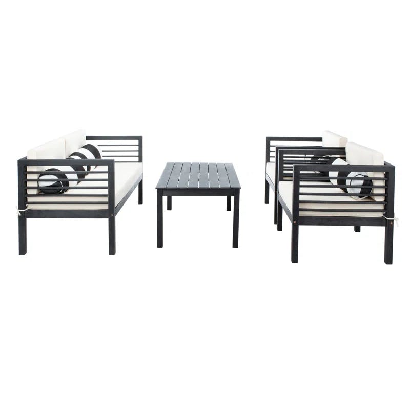 Barcelona Coastal Chic 4-Person Outdoor Seating Set in Beige & Black