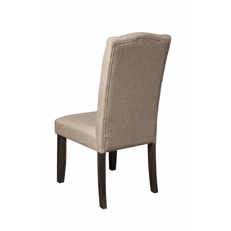 Newberry Rustic Gray Upholstered Parsons Side Chair with Salvaged Wood Legs