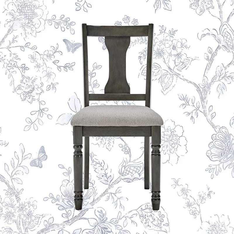 Elegant Gray Upholstered Side Chair with Turned Legs