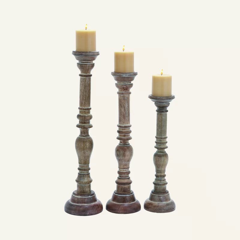 Elegant 24" Tall Wooden Candlestick with Fine Craftsmanship