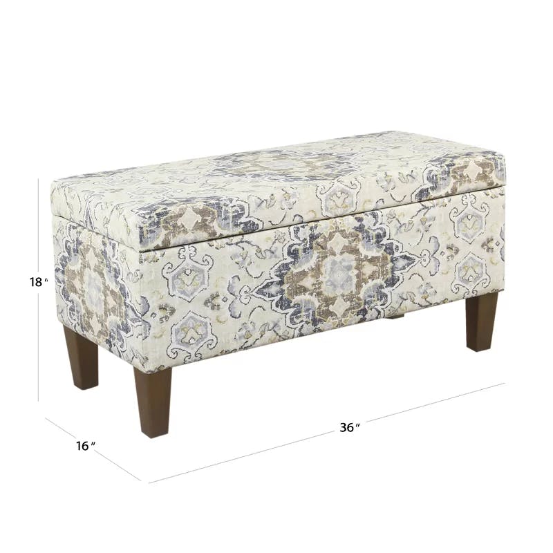 Modern Ebony and Cream 36" Upholstered Storage Bench