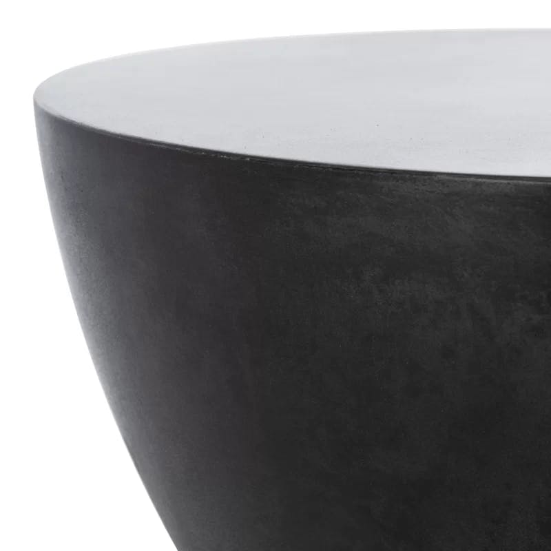 Athena Modern Black Concrete Djembe Drum Accent Table