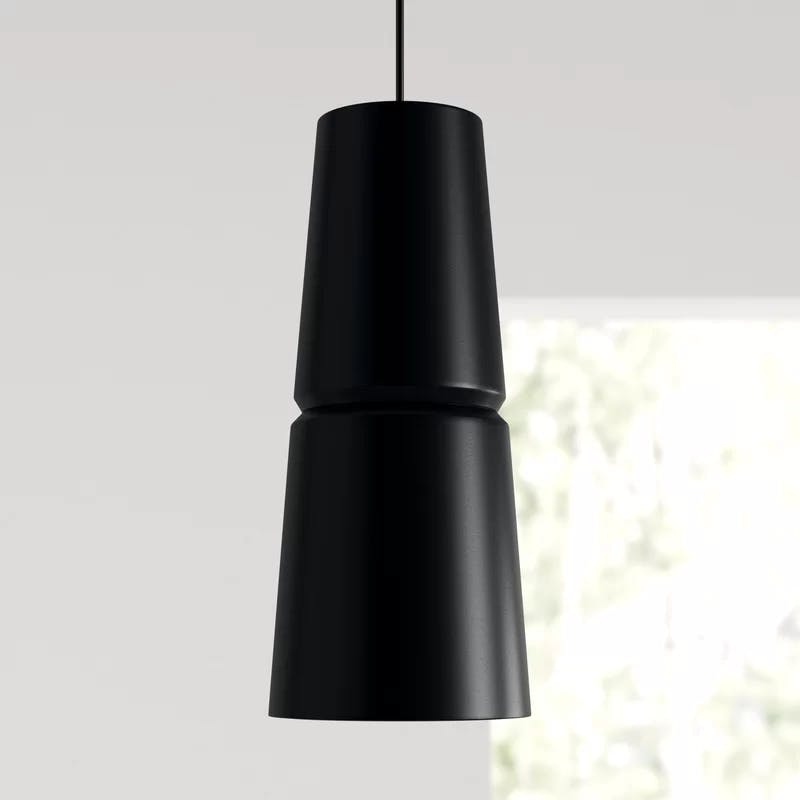 Matte Black Ceramic LED Pendant Light with Adjustable Downrod