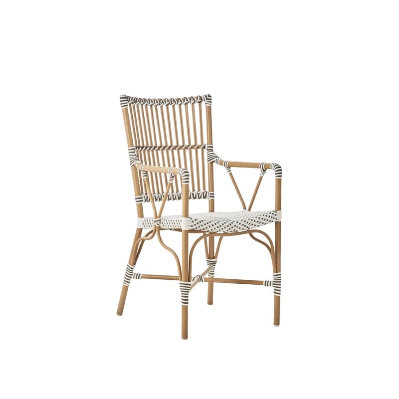 Almond Frame Monique Wicker Dining Chair with Cushions - White/Cappuccino