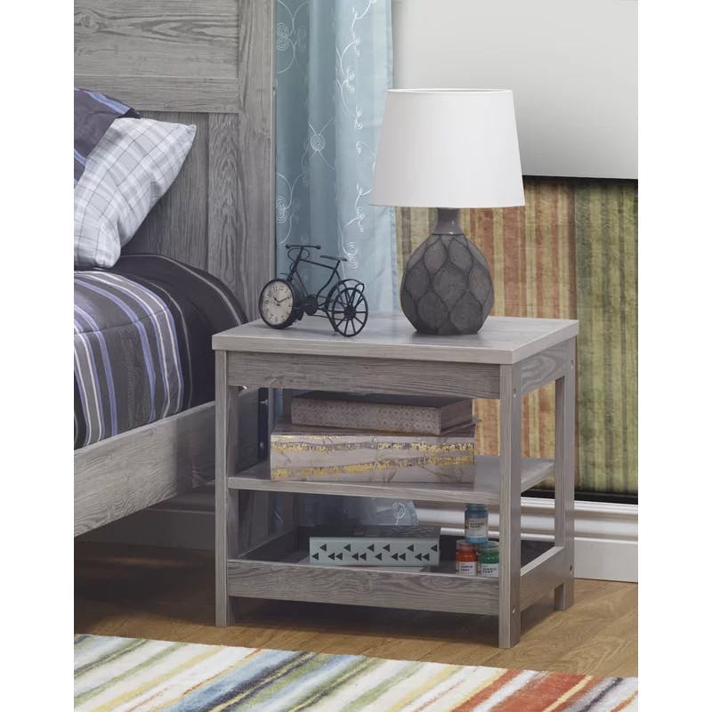Classic Panel Gray Sierra Nightstand with Storage Shelves