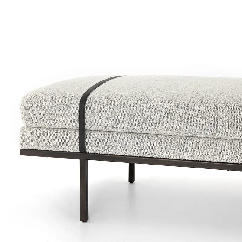 Harris 60'' Black Iron and Top Grain Leather Accent Bench