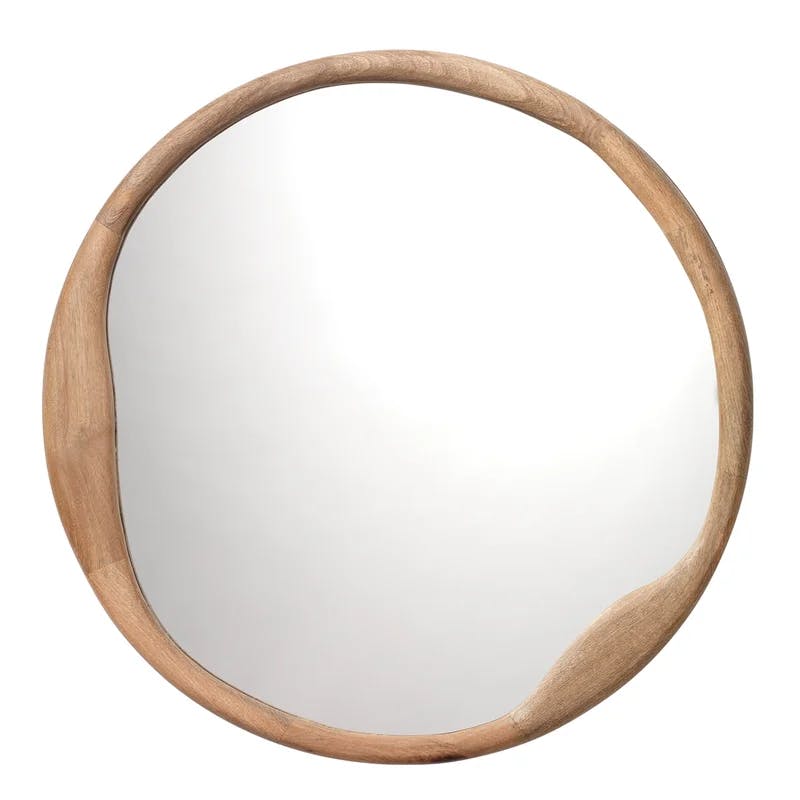 Alora Natural Wood Organic Round Wall Mirror - 36"